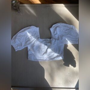 Abercrombie and Fitch square neck puff sleeve cropped blouse